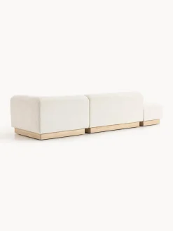 Chaise lounge componibile in teddy bouclé con poggiapiedi (sinistra/destra) Natalie