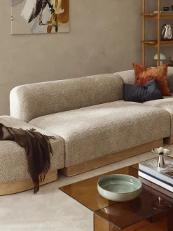 Chaise lounge componibile in teddy bouclé con poggiapiedi (sinistra/destra) Natalie
