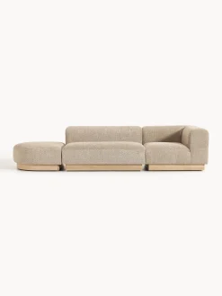 Chaise lounge componibile in teddy bouclé con poggiapiedi (sinistra/destra) Natalie