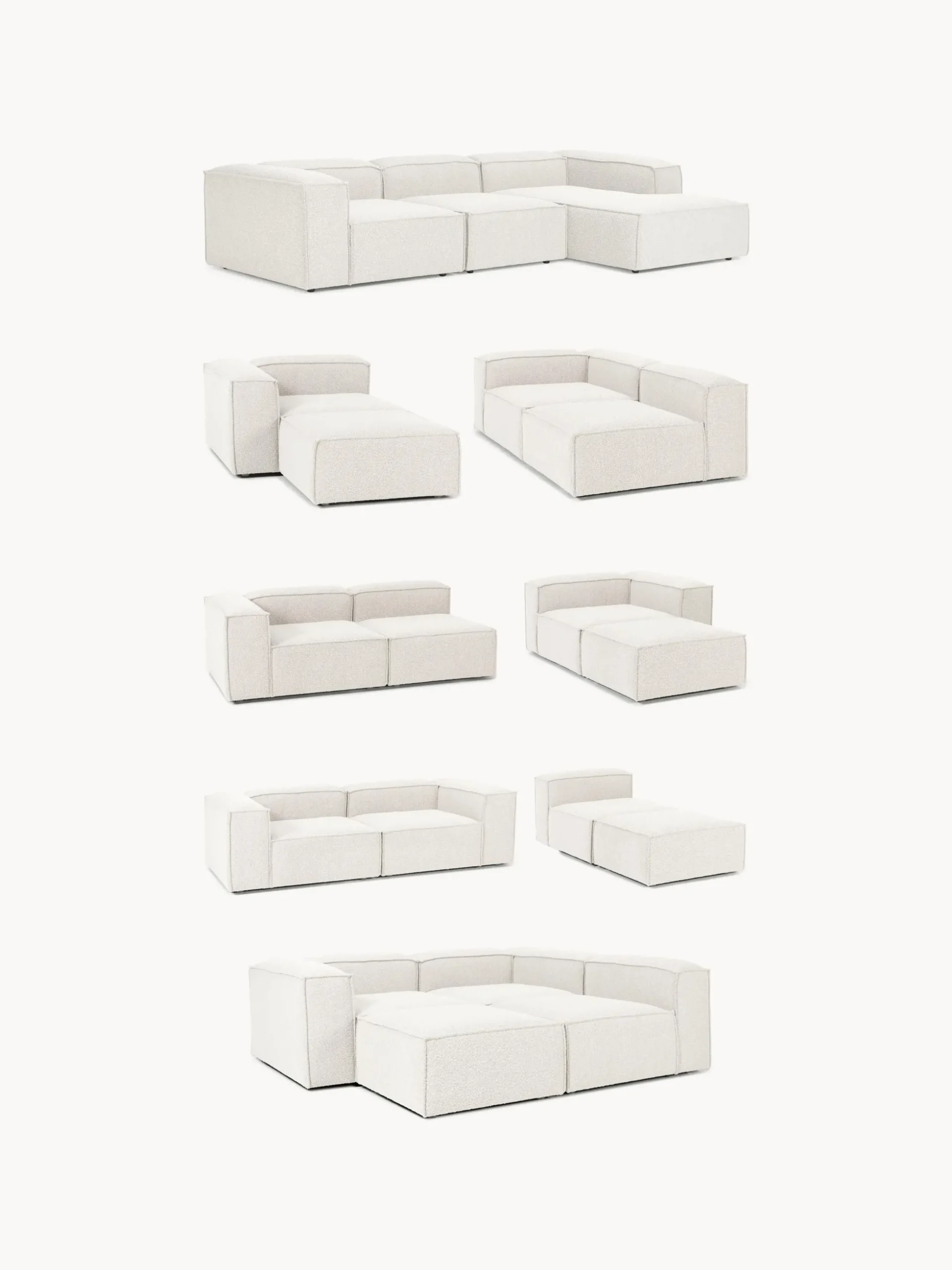 Chaise loungue componibile in bouclé Lennon