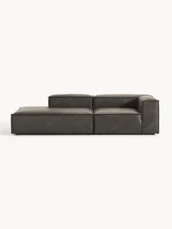 Chaise longue componibile in pelle Lennon