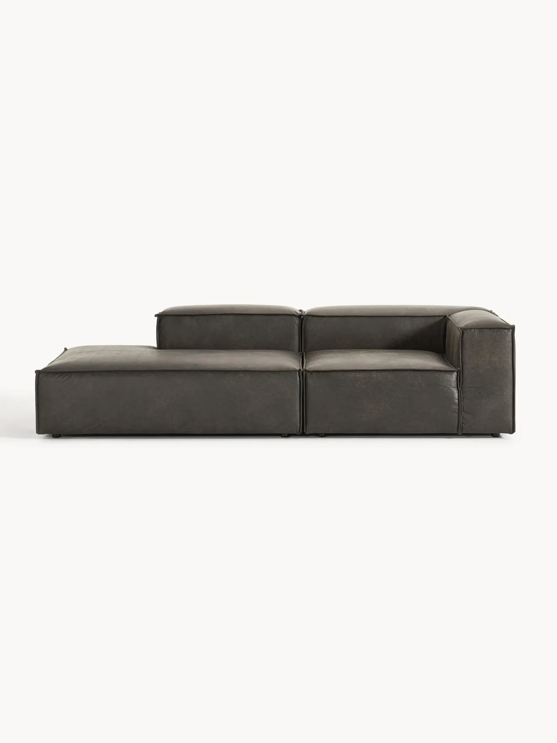 Chaise longue componibile in pelle Lennon