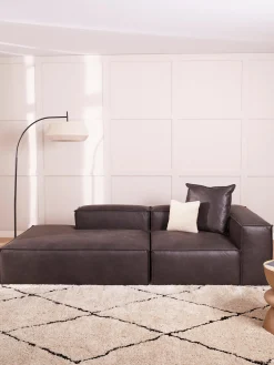 Chaise longue componibile in pelle Lennon