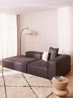 Chaise longue componibile in pelle Lennon