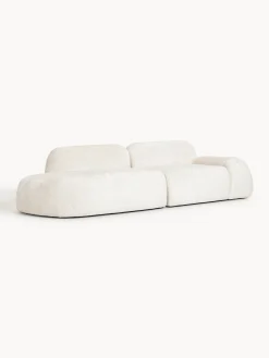 Chaise longue componibile 3 posti in teddy bouclé Wolke