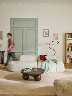 Chaise longue componibile 3 posti in teddy bouclé Wolke