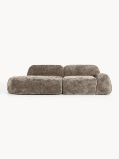 Chaise longue componibile 3 posti in teddy bouclé Wolke