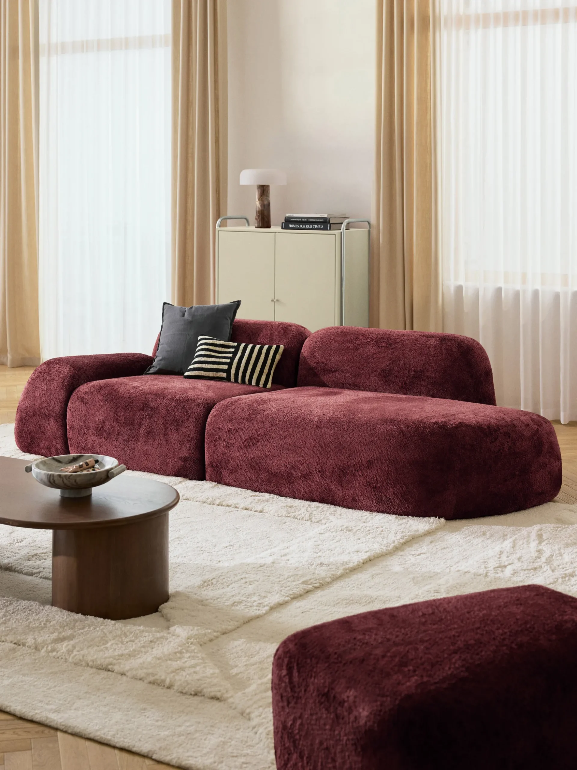 Chaise longue in teddy bouclé Wolke