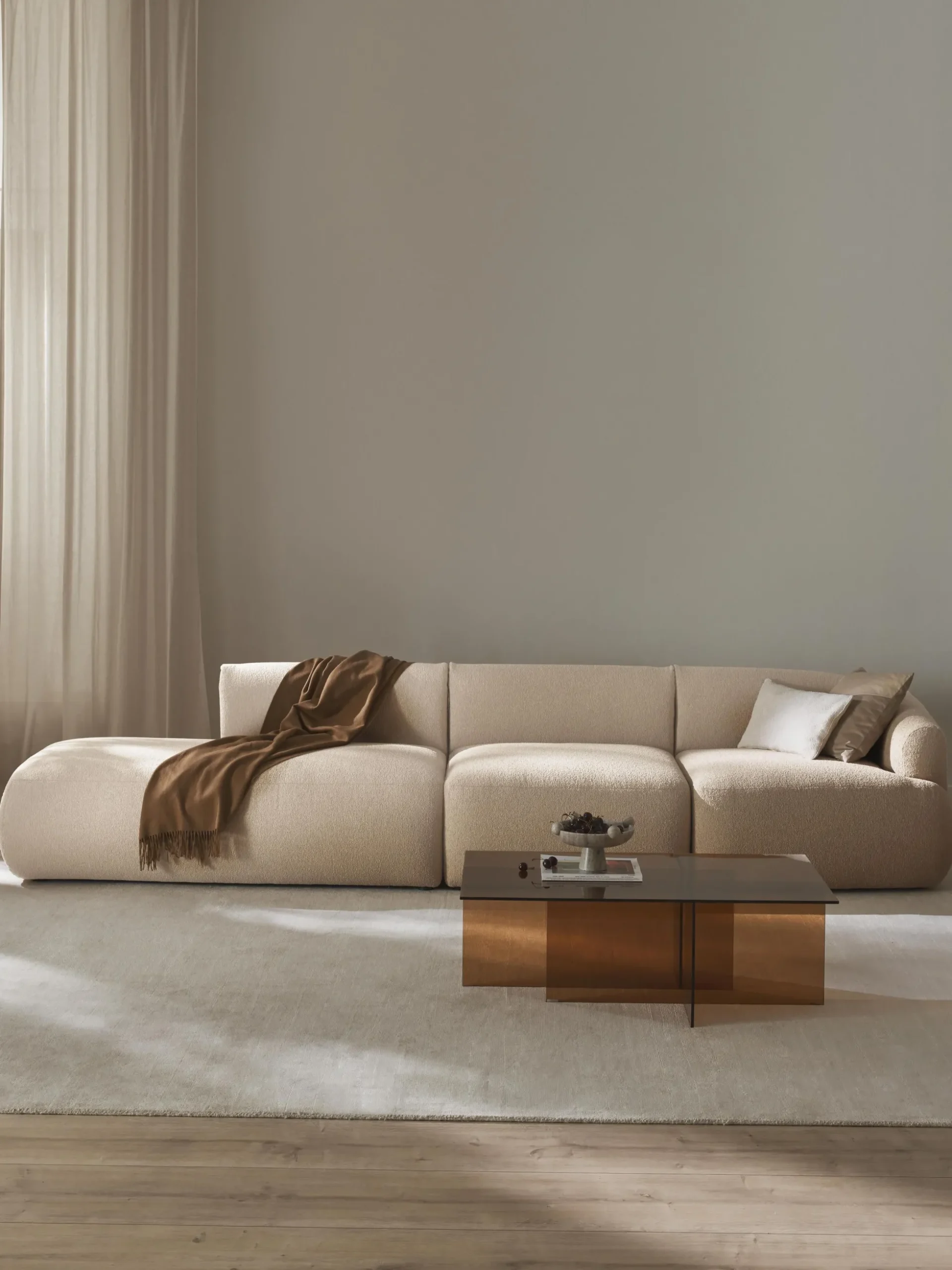 Chaise longue XL componibile in bouclé Sofia