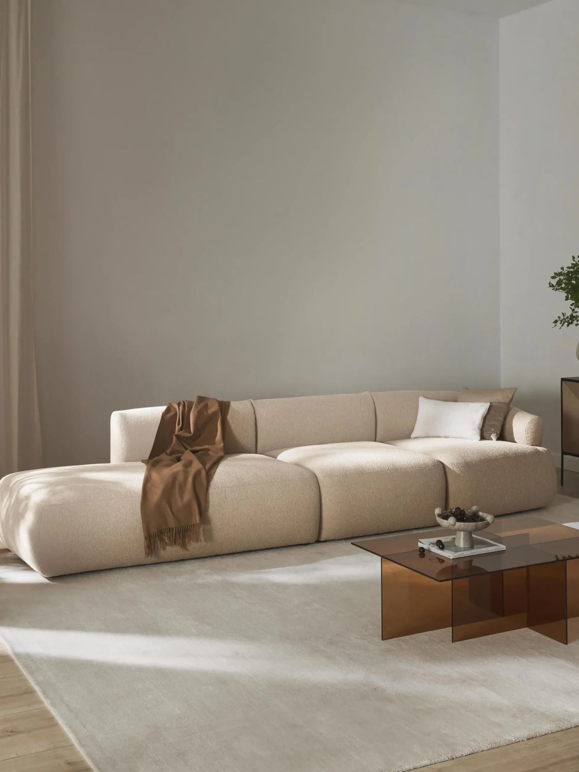 Chaise longue XL componibile in bouclé Sofia