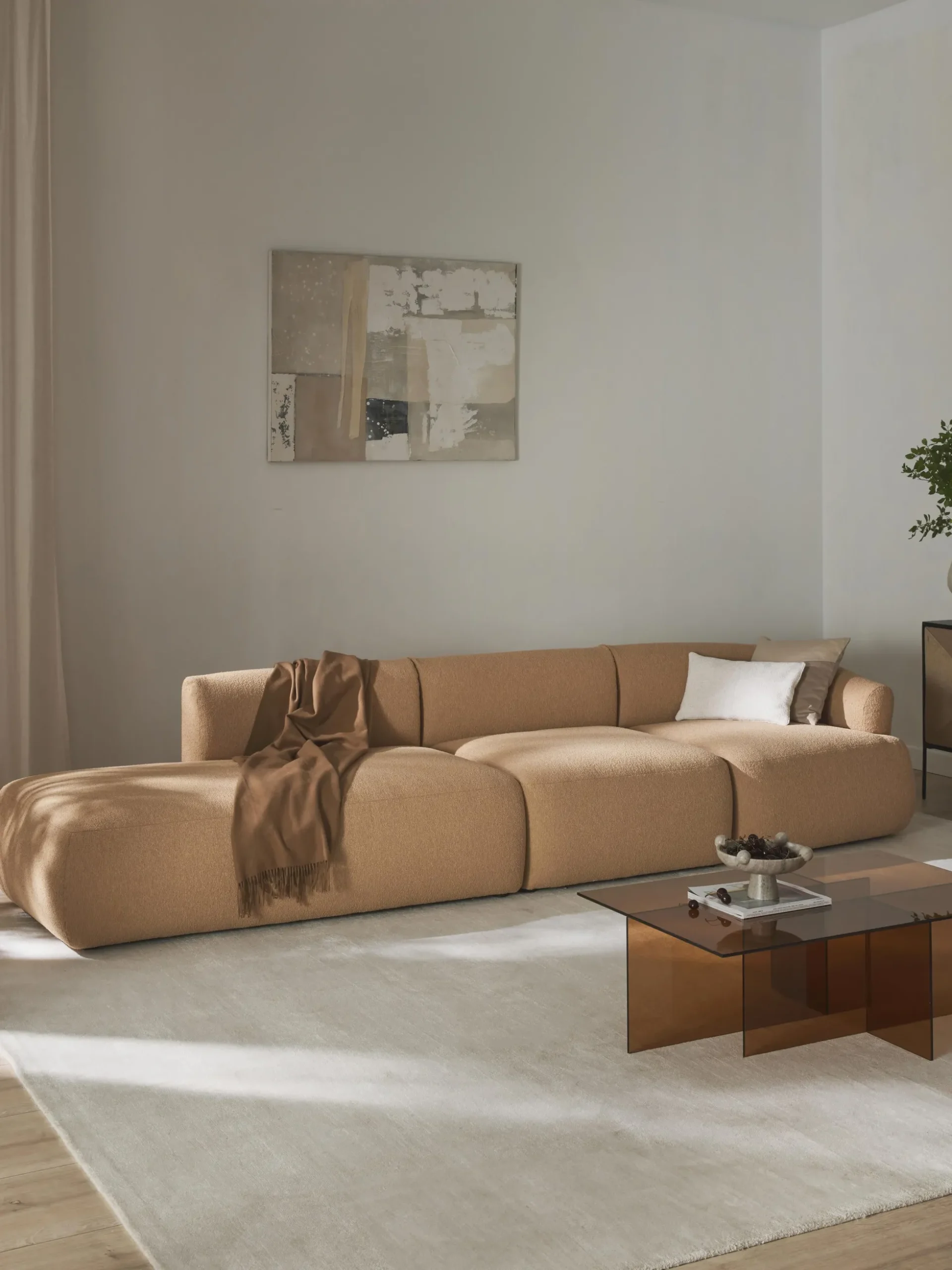 Chaise longue XL componibile in bouclé Sofia