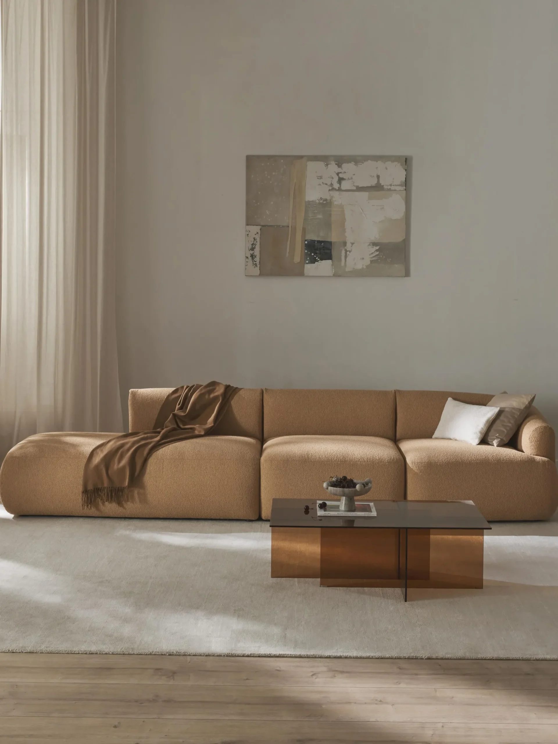 Chaise longue XL componibile in bouclé Sofia