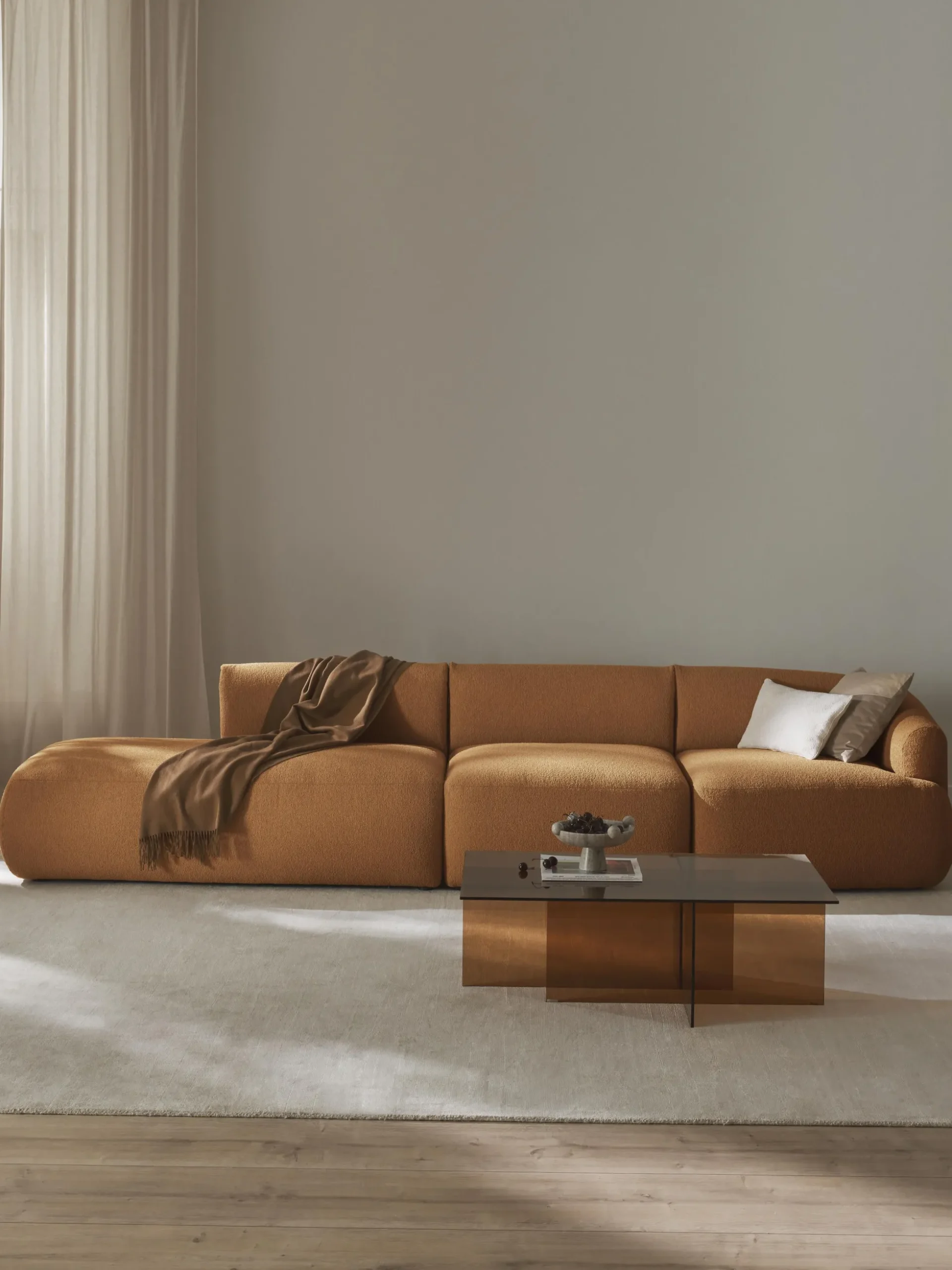 Chaise longue XL componibile in bouclé Sofia