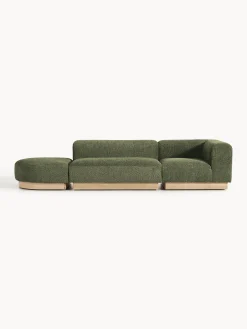 Chaise lounge componibile in teddy bouclé con poggiapiedi (sinistra/destra) Natalie