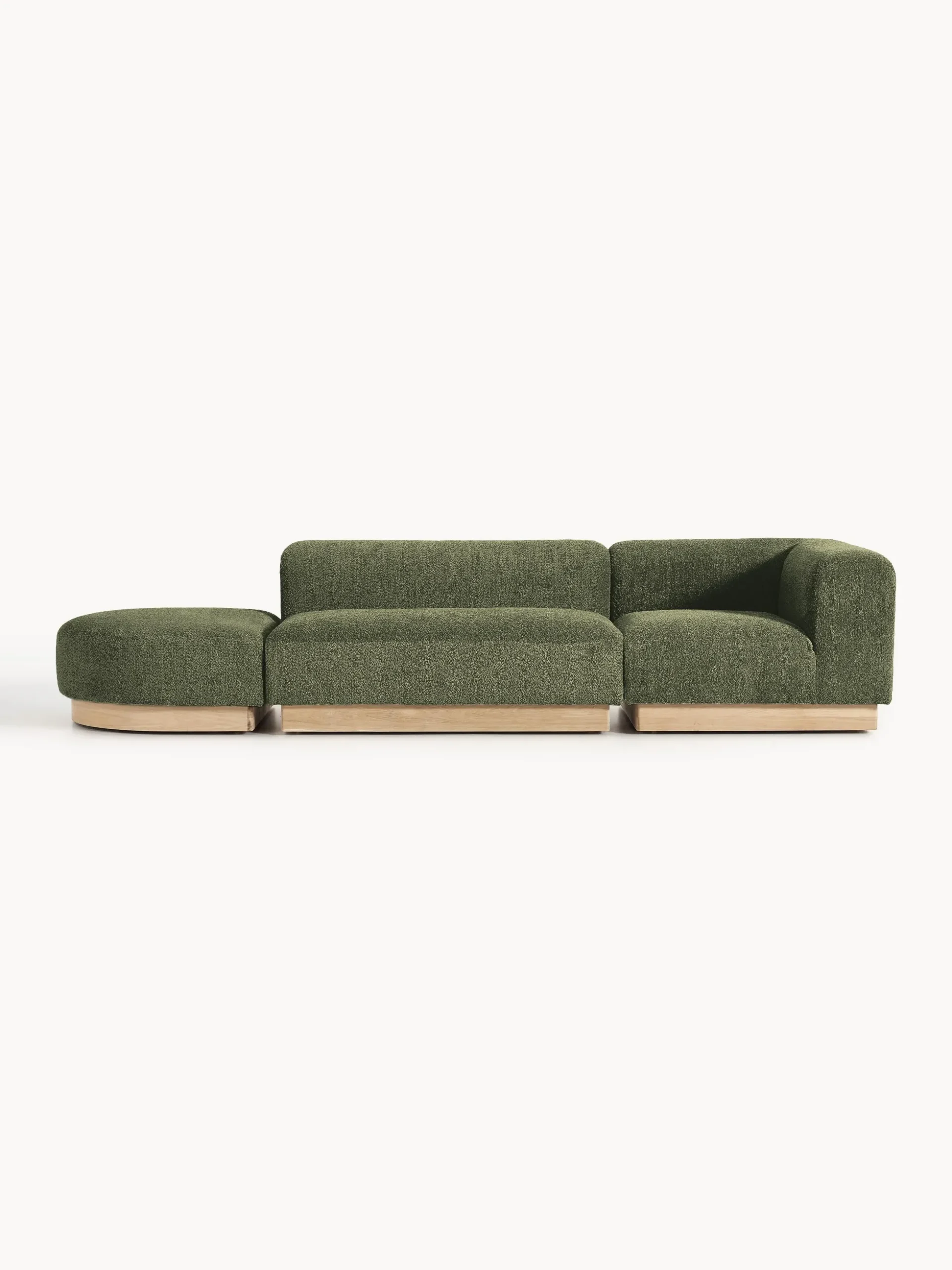 Chaise lounge componibile in teddy bouclé con poggiapiedi (sinistra/destra) Natalie