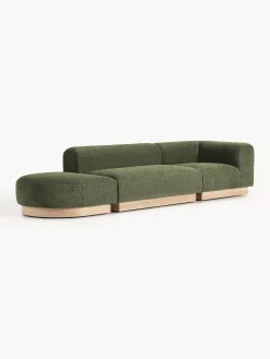 Chaise lounge componibile in teddy bouclé con poggiapiedi (sinistra/destra) Natalie
