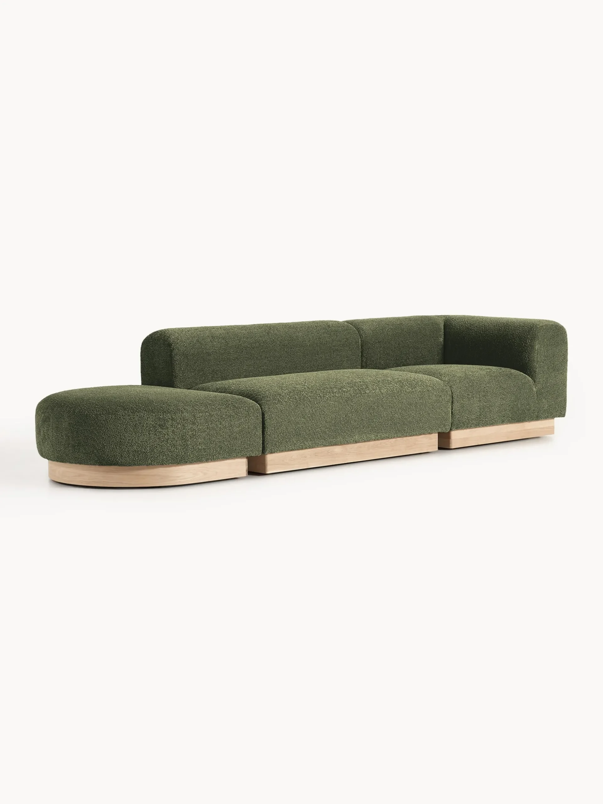 Chaise lounge componibile in teddy bouclé con poggiapiedi (sinistra/destra) Natalie