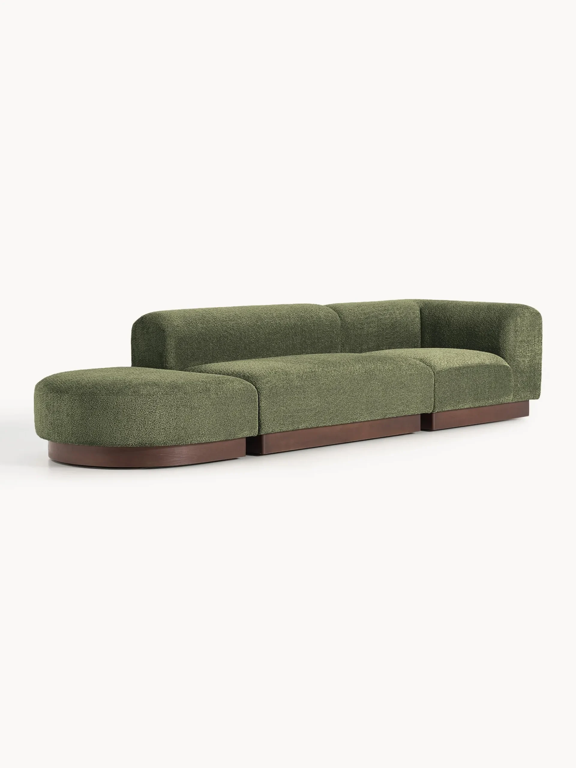 Chaise lounge componibile in teddy bouclé con poggiapiedi (sinistra/destra) Natalie