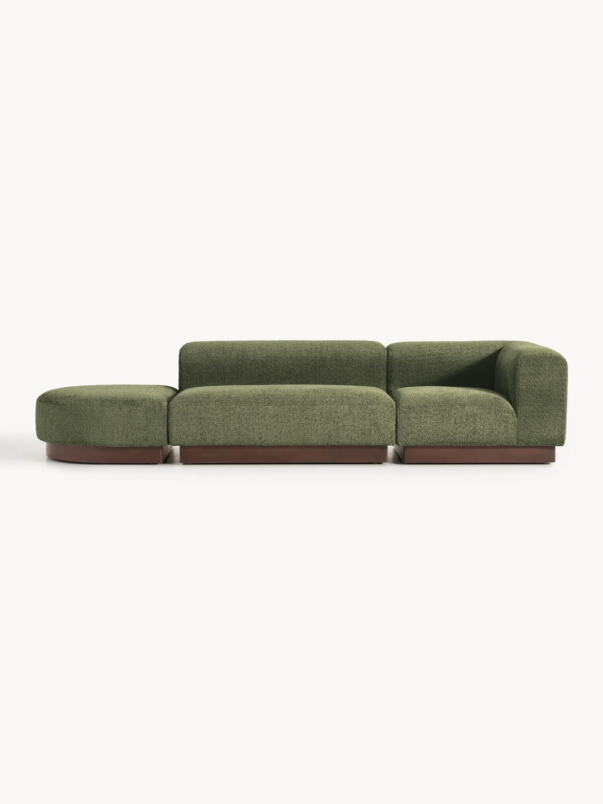 Chaise lounge componibile in teddy bouclé con poggiapiedi (sinistra/destra) Natalie