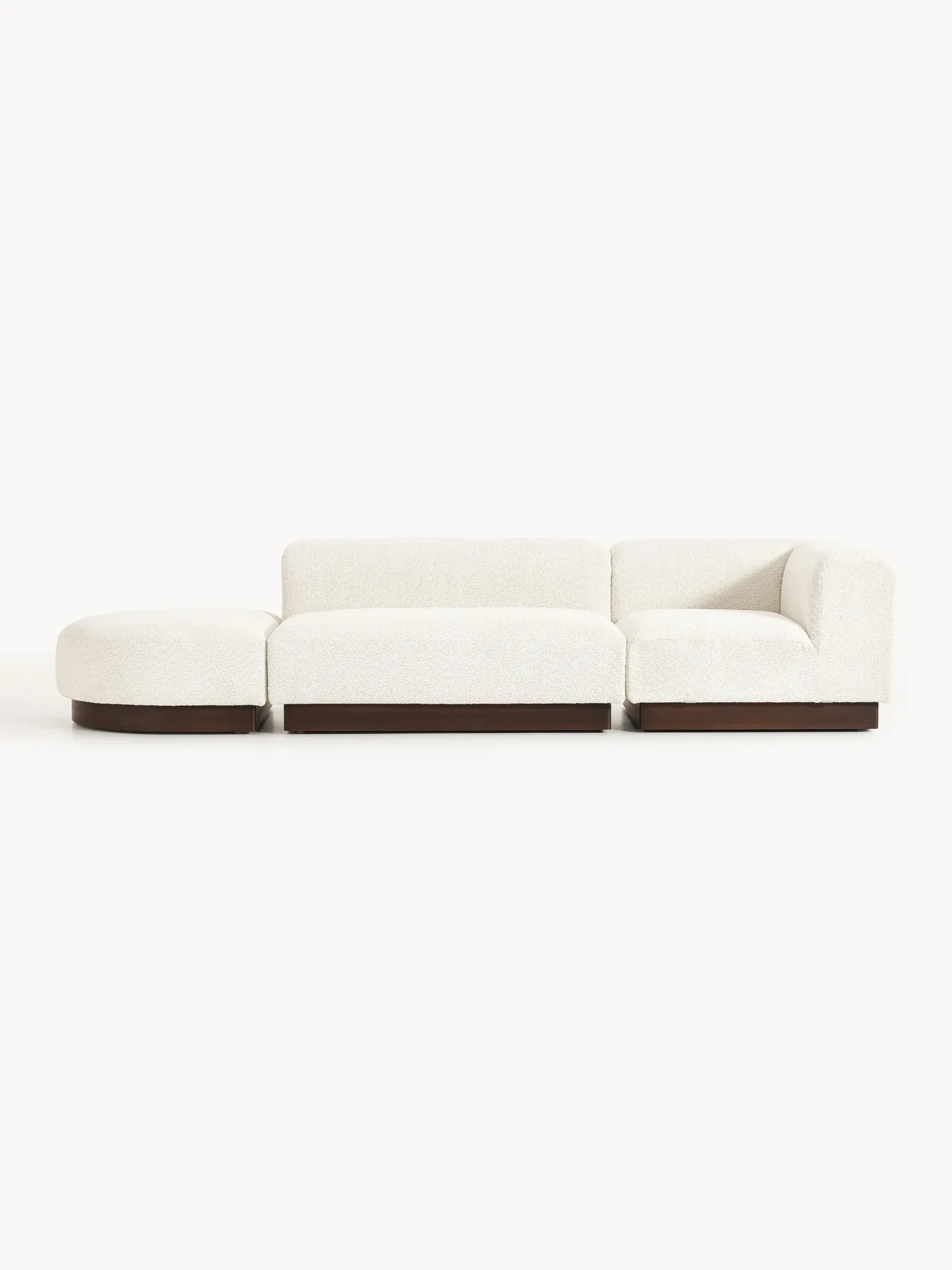 Chaise lounge componibile in teddy bouclé con poggiapiedi (sinistra/destra) Natalie