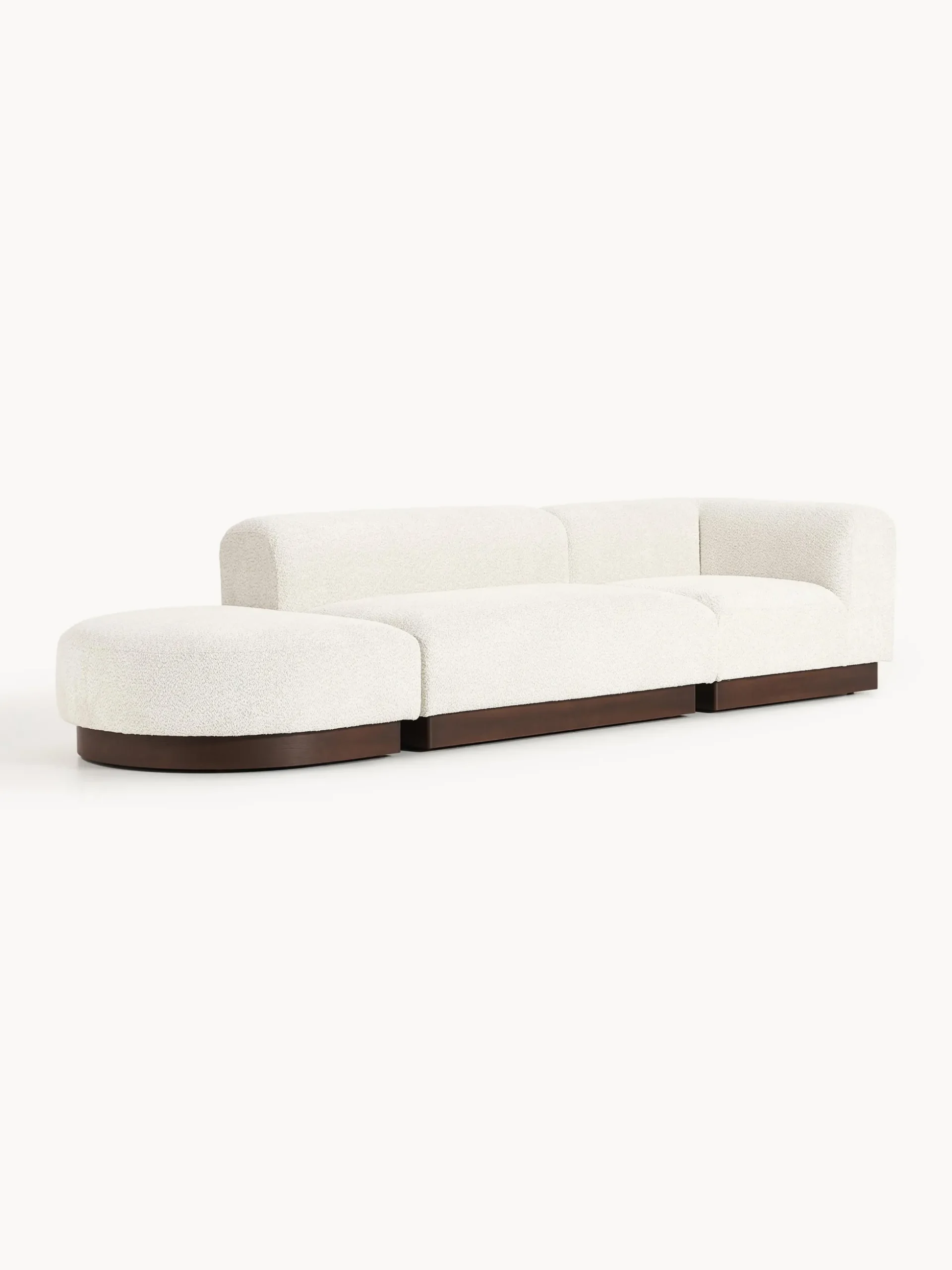 Chaise lounge componibile in teddy bouclé con poggiapiedi (sinistra/destra) Natalie