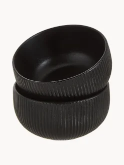 Ciotole opache con struttura rigata Neri 2 pz
