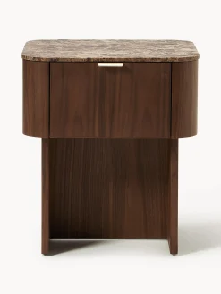 Comodino in legno con piano in marmo Zumi