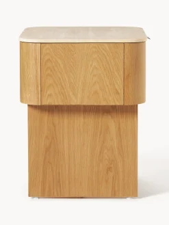 Comodino in legno con piano in travertino Zumi