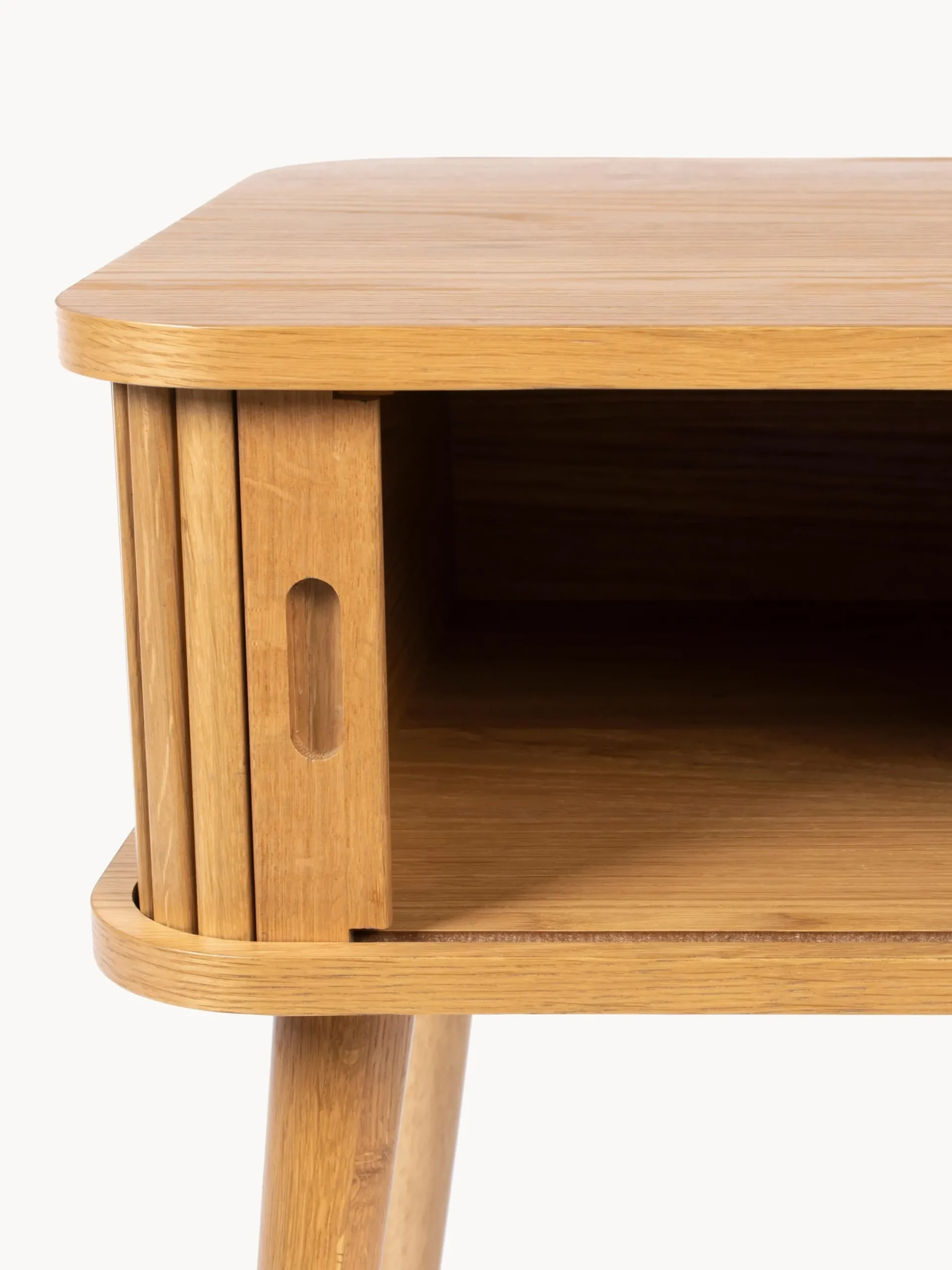 Comodino in legno con anta scorrevole e frontale scanalato Barbier