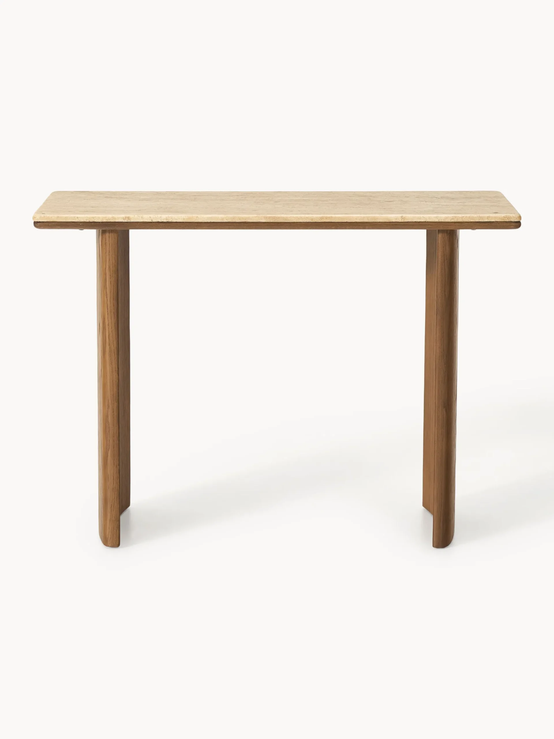 Consolle in legno di quercia con piano in travertino Chandler