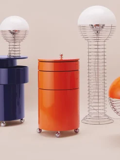 Contenitore a rotelle tondo Barboy, design Verner Panton