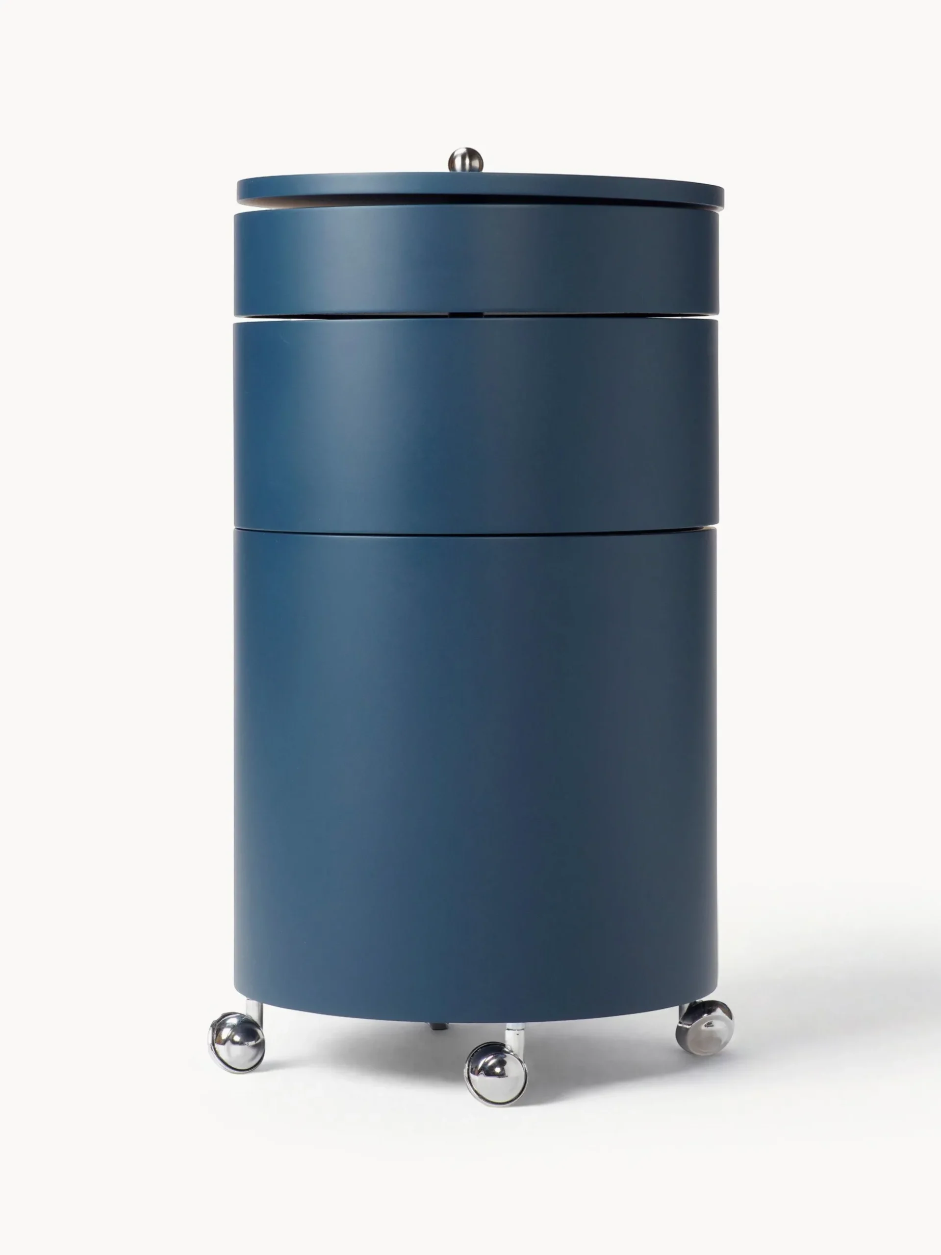 Contenitore a rotelle tondo Barboy, design Verner Panton