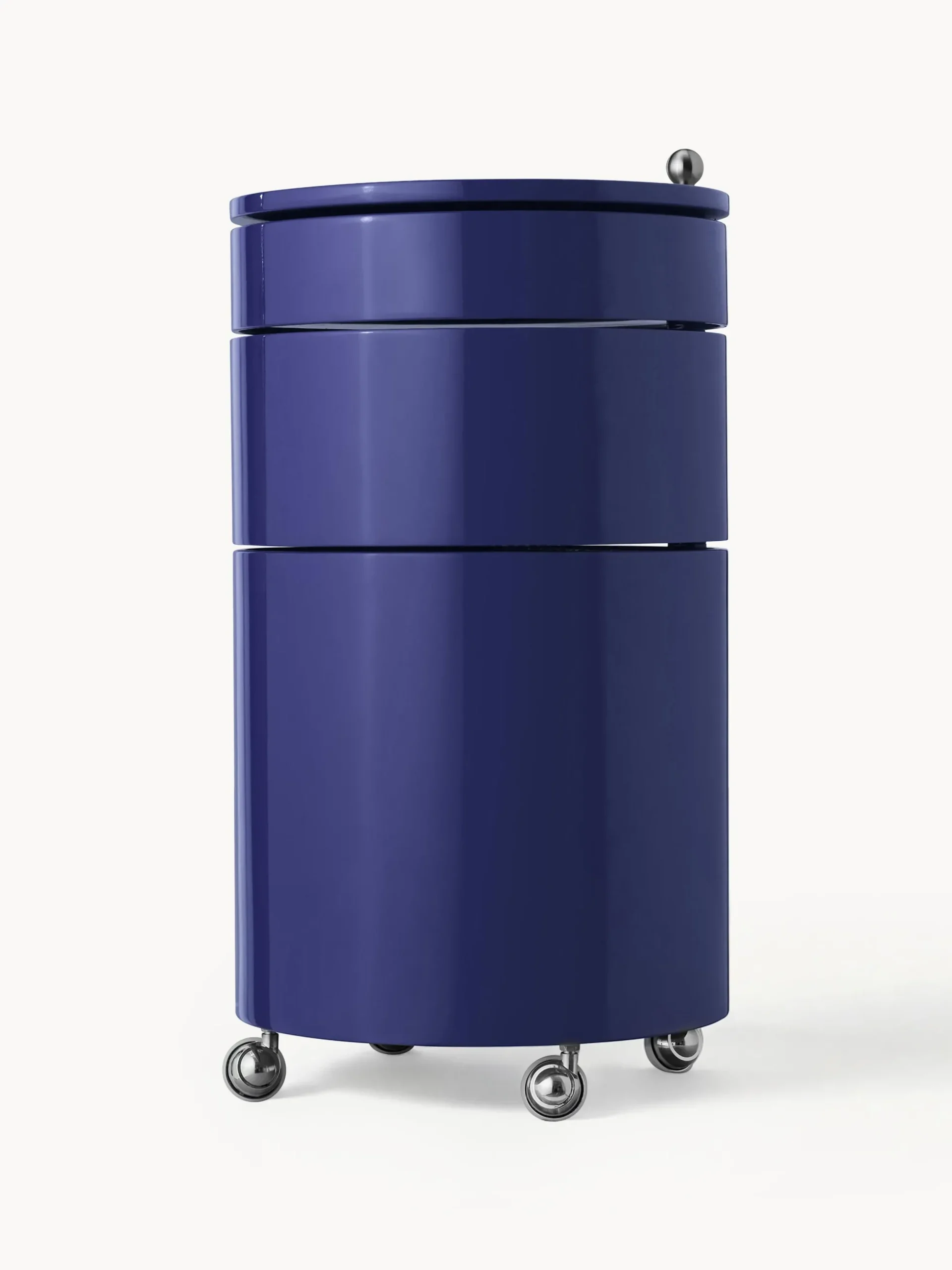 Contenitore a rotelle tondo Barboy, design Verner Panton