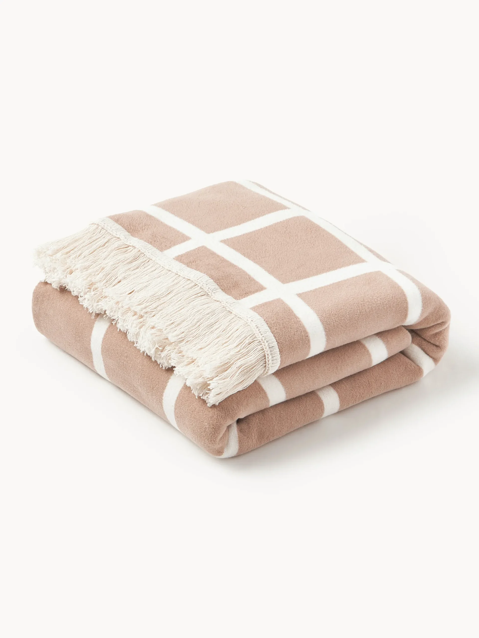 Coperta a quadri reversibile con frange Edison