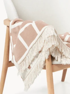 Coperta a quadri reversibile con frange Edison
