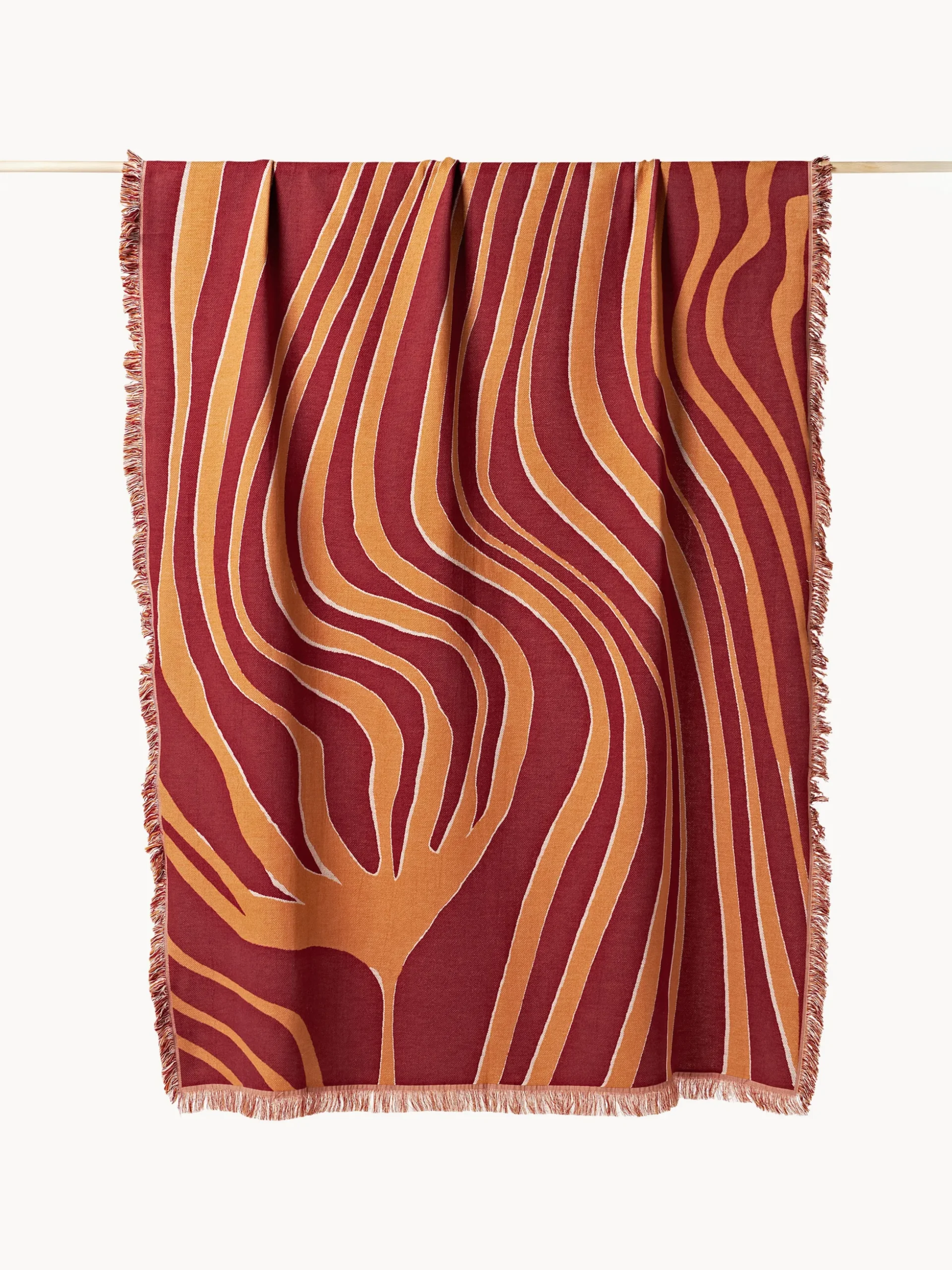 Coperta in cotone reversibile con frange Alia
