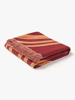 Coperta in cotone reversibile con frange Alia
