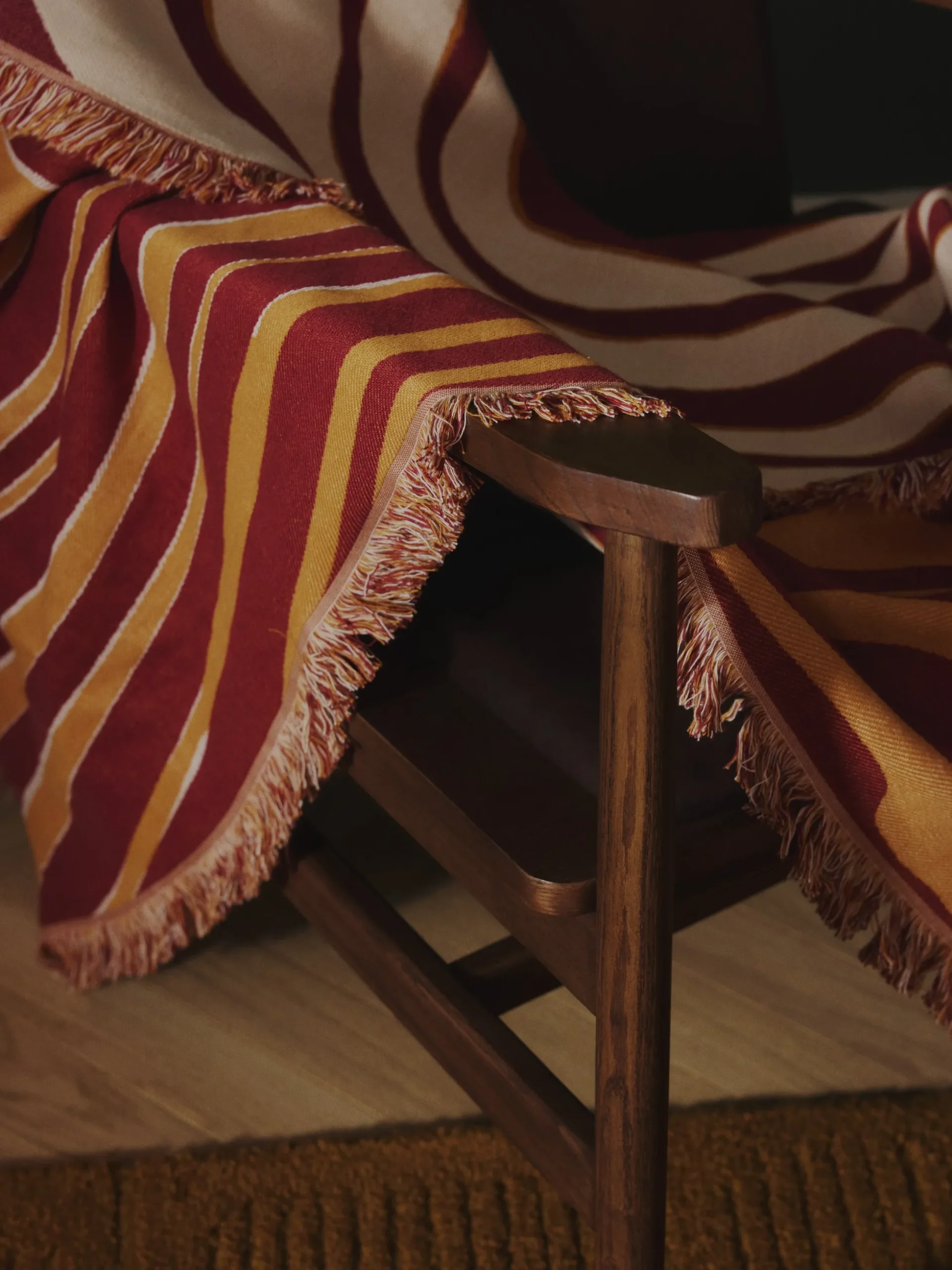 Coperta in cotone reversibile con frange Alia