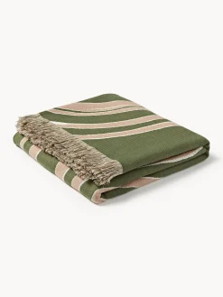 Coperta in cotone reversibile con frange Alia