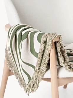 Coperta in cotone reversibile con frange Alia