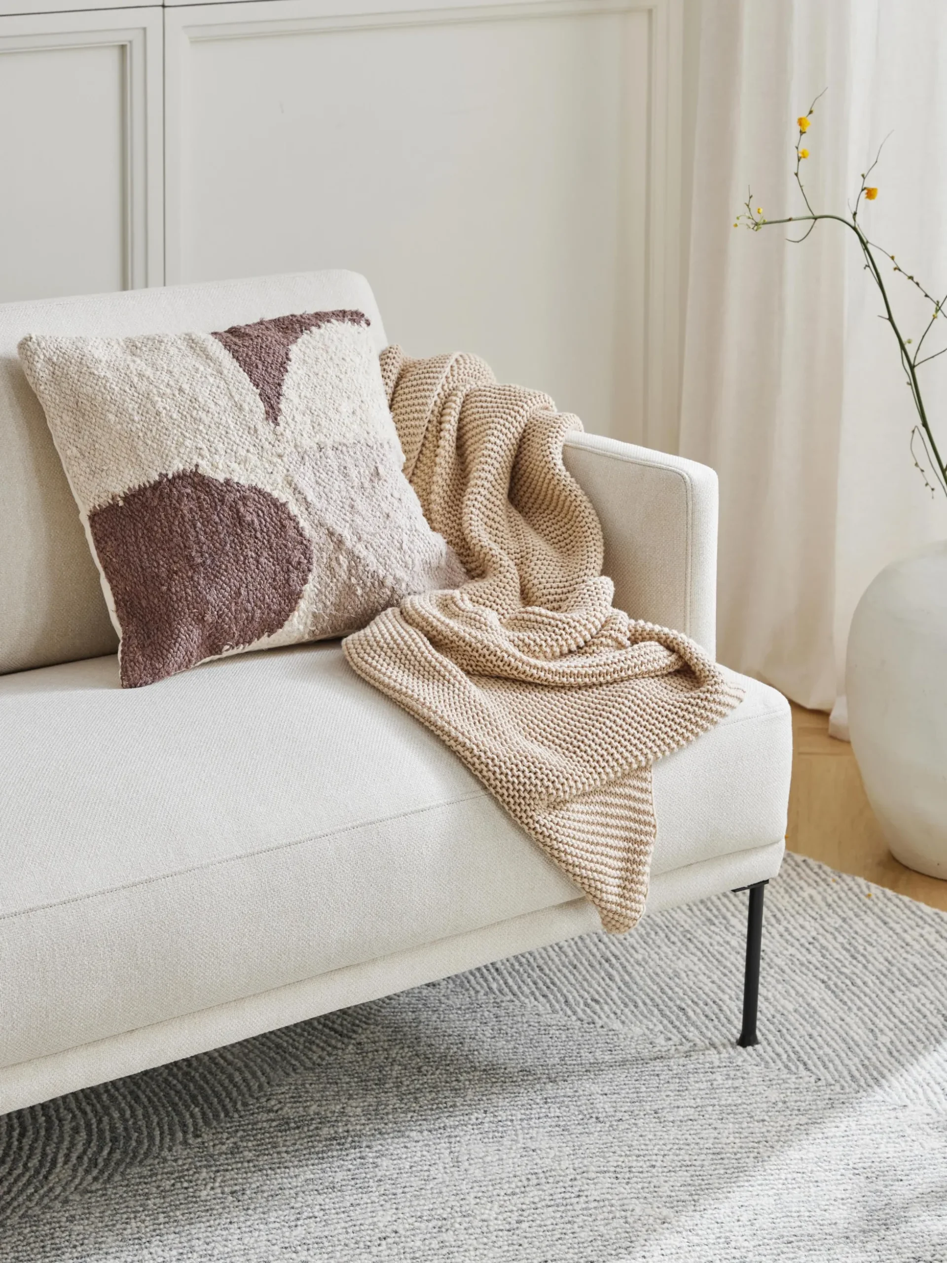 Coperta lavorata a maglia in cotone organico Adalyn