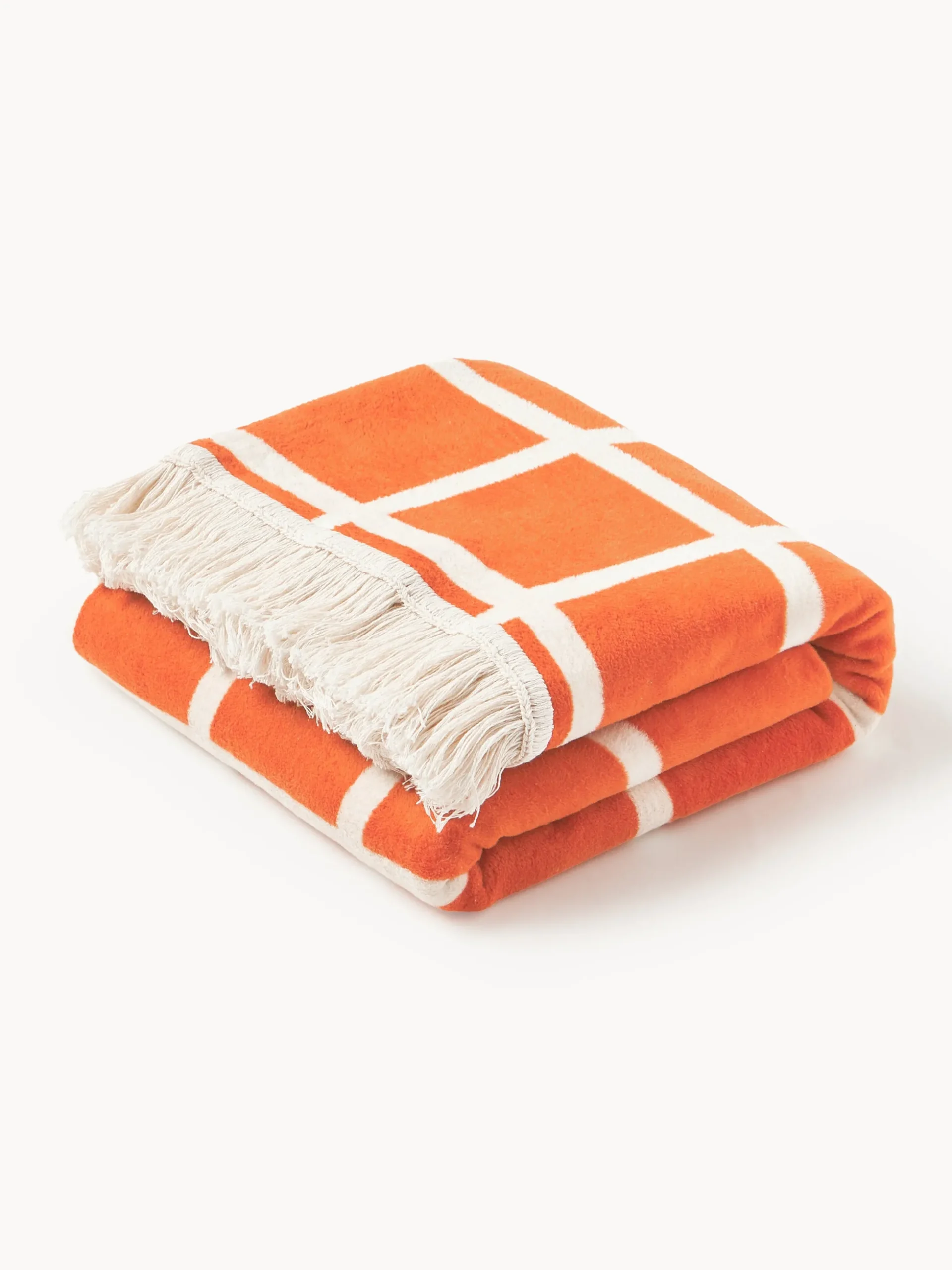 Coperta a quadri reversibile con frange Edison
