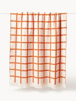 Coperta a quadri reversibile con frange Edison