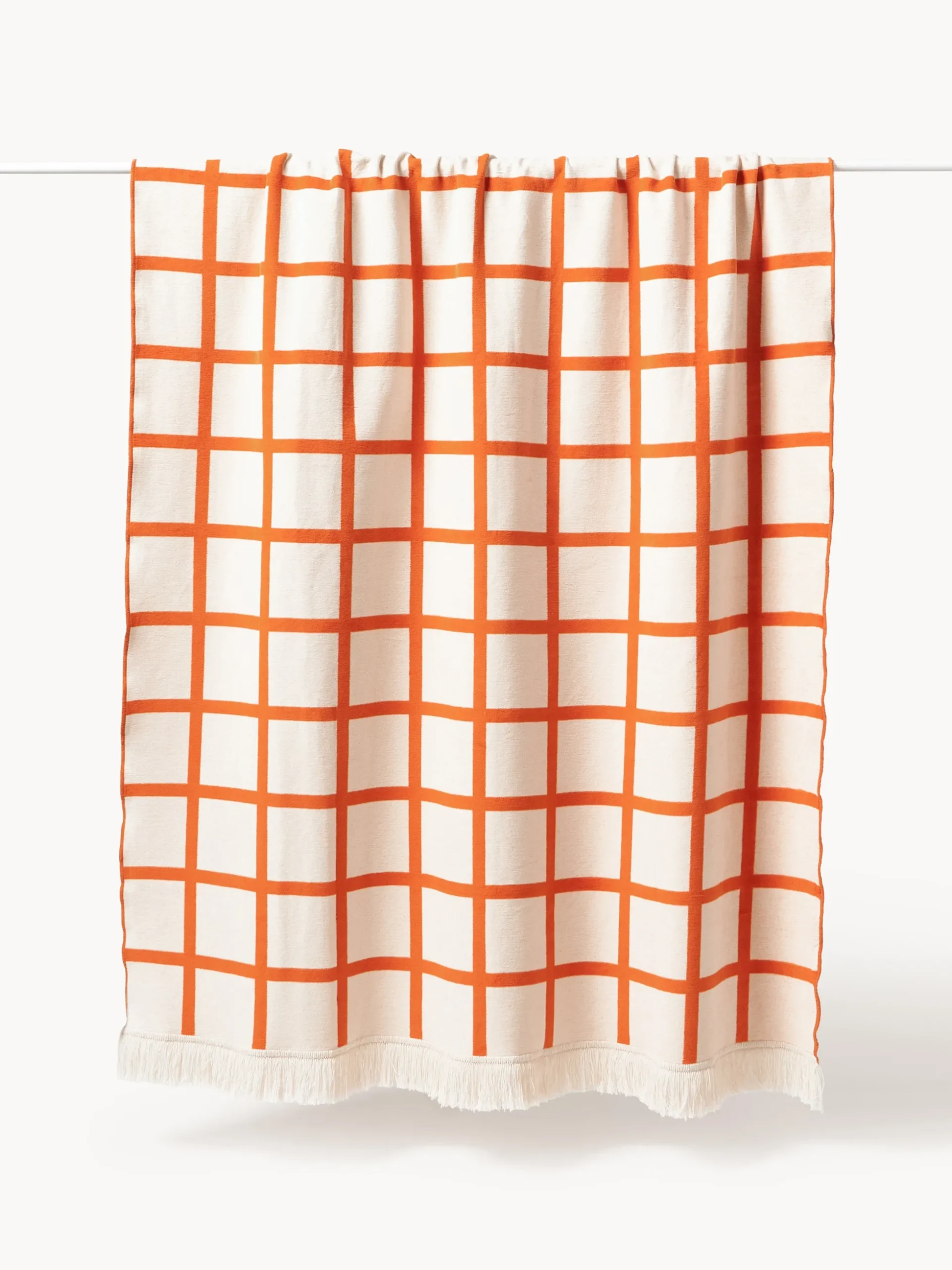 Coperta a quadri reversibile con frange Edison
