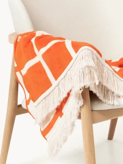 Coperta a quadri reversibile con frange Edison