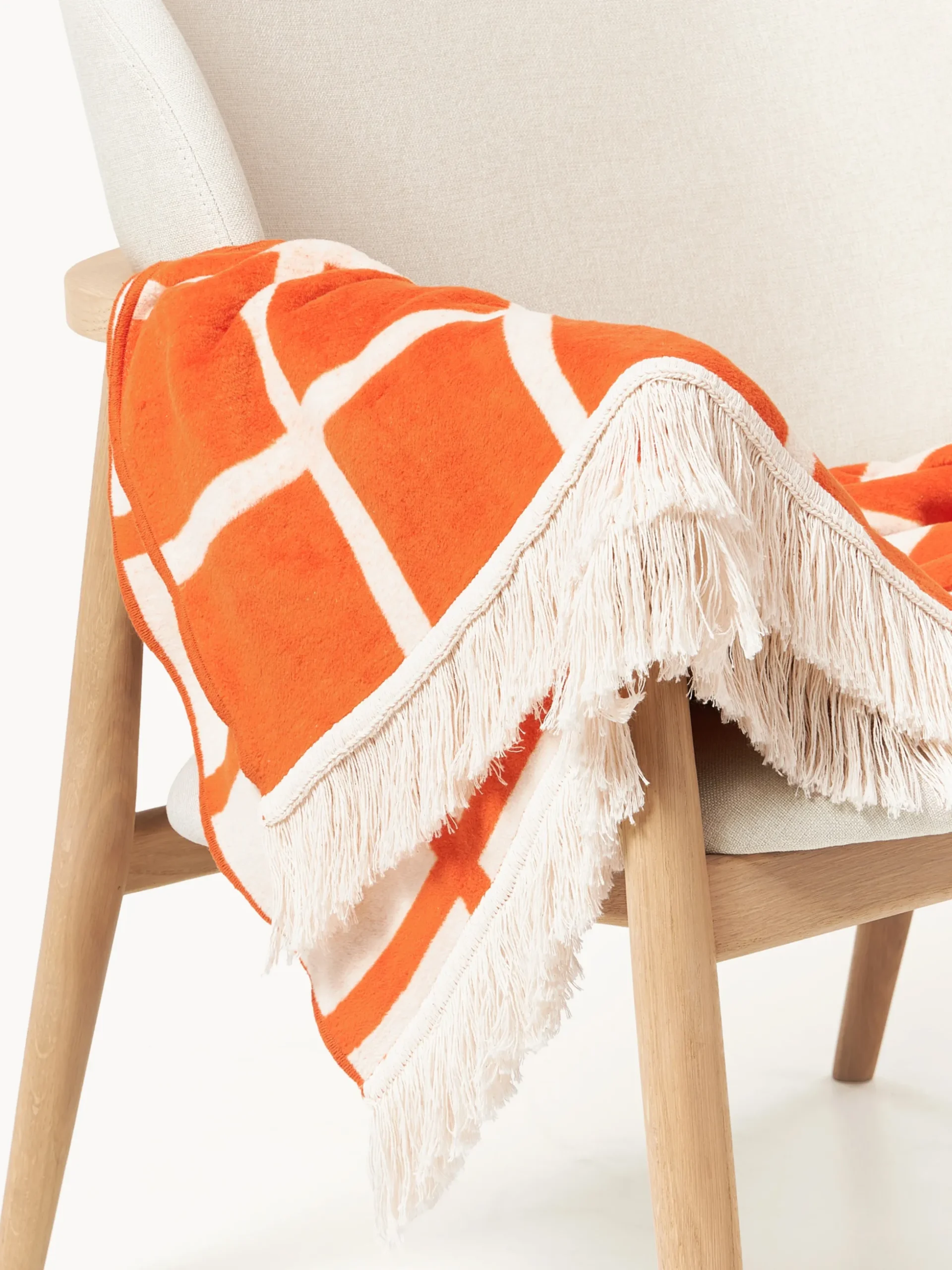 Coperta a quadri reversibile con frange Edison