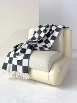 Coperta in lana con motivo a quadri Checkerboard
