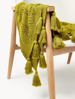 Coperta lavorata a maglia con nappe Sarah