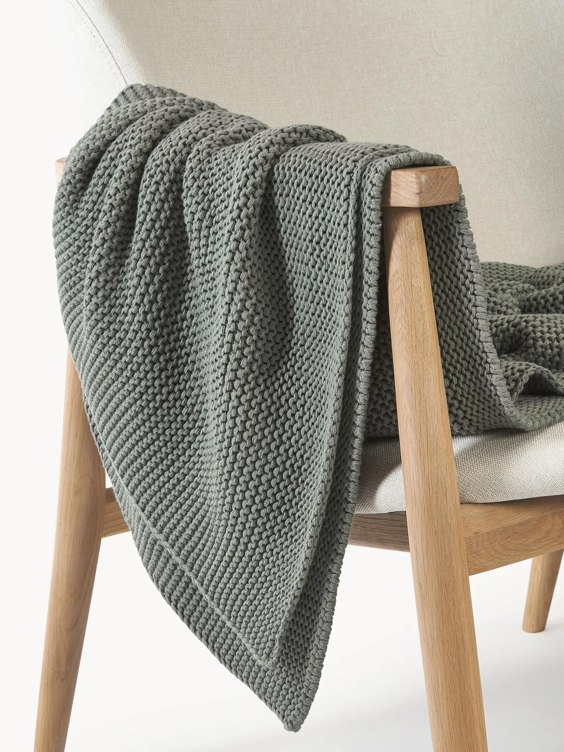 Coperta lavorata a maglia in cotone organico Adalyn
