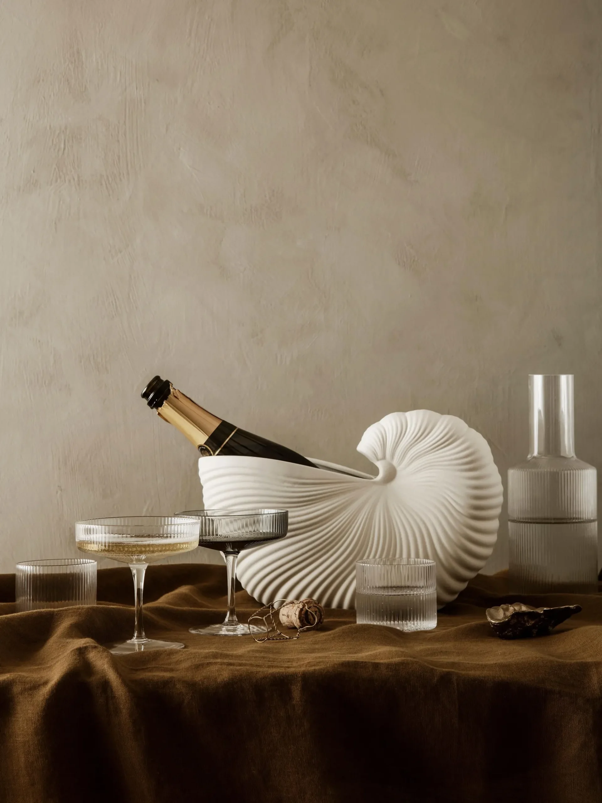 Coppe da champagne in vetro soffiato millerighe Ripple 2 pz